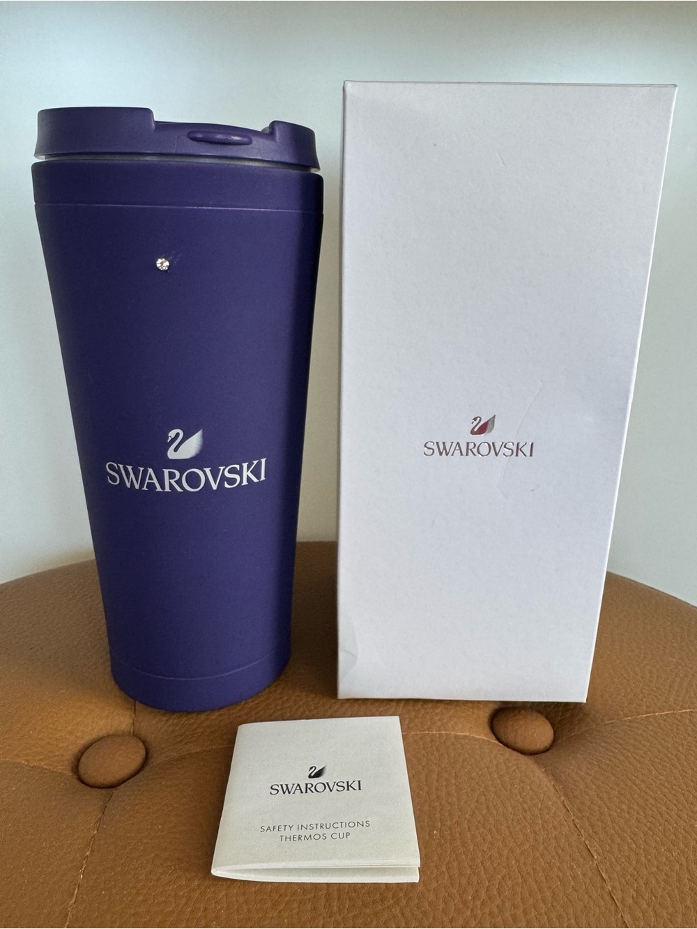 Swarovski Limited Edition Purple Travel Thermos Mug with Crystal Accent-12oz